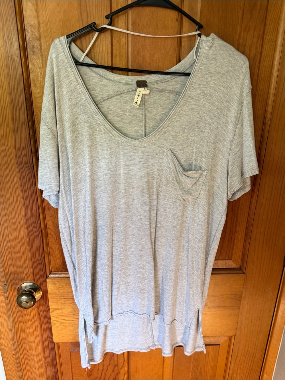We The Free Light Gray V-Neck Pocket Tee